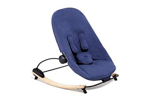 Bloom Coco Go 3-in-1 Baby Lounger/Bouncer / Rocker Natural Frame with Seat Pad in Organic Cotton Canvas (navy blue)
