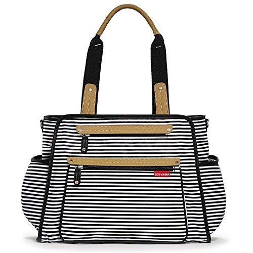 Skip Hop Diaper Bag Tote With Matching Changing Pad, Grand Central, Black & White Stripe
