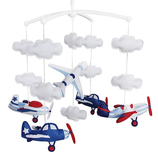 Baby Cloud Mobile, Musical Baby Mobile, Baby Crib Mobile, Aircraft