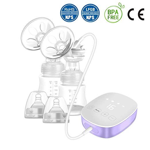 Double Electric Breast Pump, Portable Breast Pump with Adjustable Suction & Pumping Levels for Mom's Comfort