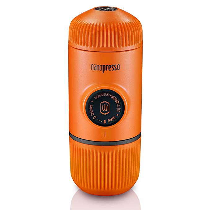 Wacaco Nanopresso Portable Espresso Maker, Upgrade Version of Minipresso, 18 Bar Pressure, Orange Patrol Edition, Extra Small Travel Coffee Maker, Manually Operated. Perfect for Kitchen and Office
