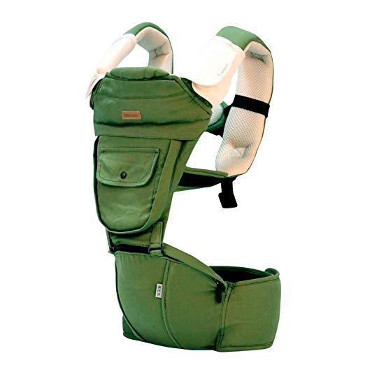 Bebamour Comfort Baby Wrap Carrier Cotton Baby Carrier with Hood (Green)