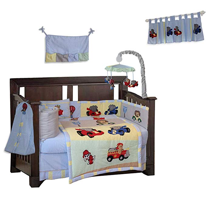 BabyFad Animal Zoom 10 Piece Baby Crib Bedding Set