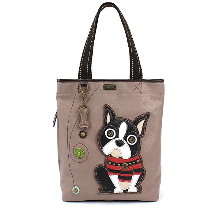 Chala Handbag Everyday Tote - Boston Terrier Warm Grey