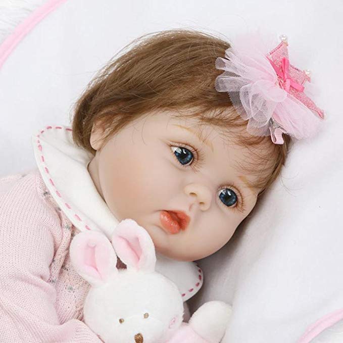 Dirance Lifelike Reborn Doll Soft Silicone Full Body Realistic Girl Playmate Doll Vinyl Reallike Handmade Newborn Baby Doll With Clothes 55cm, Kids Gift for Ages 3+ (Multicolor 7)