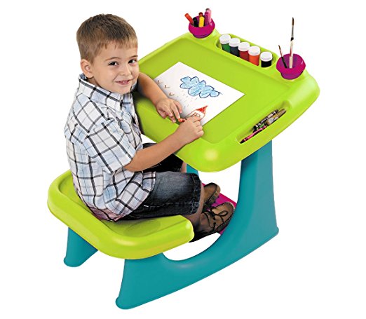 Keter Sit & Draw Kids Art Table Creativity Desk with Arts & Crafts Storage and Removable Cups, Green