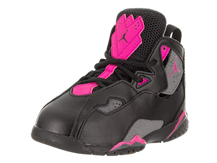 Jordan Nike Toddlers True Flight GT Black/Dark/Grey/Deadly/Pink Basketball Shoe 9 Infants US