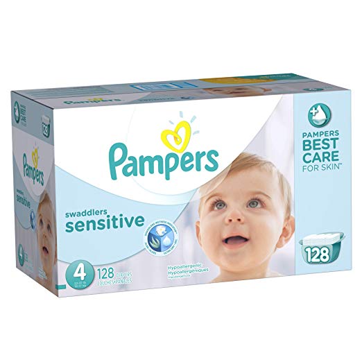 Pampers Swaddlers Sensitive Diapers Size 4 Economy Pack Plus 128 Count (One Month Supply)