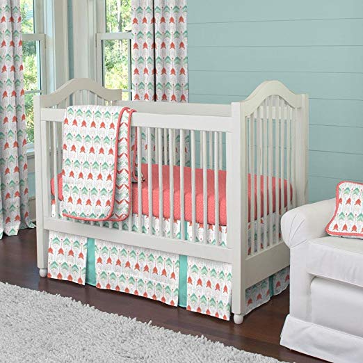 Carousel Designs Coral and Teal Arrow 3-Piece Crib Bedding Set