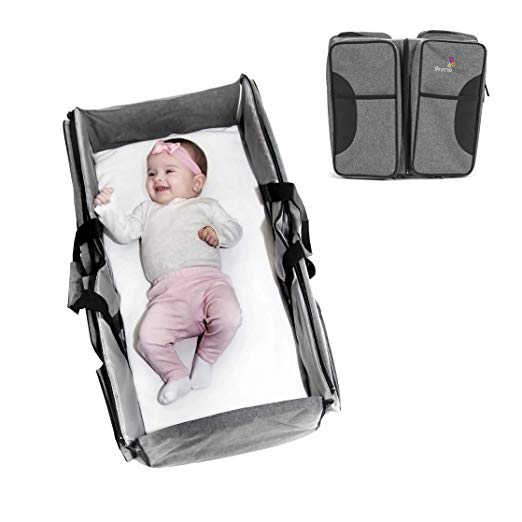 Primo Passi Nido 3 in 1 Portable Diaper Bag Travel Bassinet and Change Station Neutral Grey