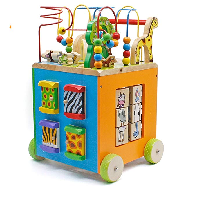 Pidoko Kids 2-in1 Baby Walker & Activity Bead Maze Cube with Wheels - Perfect for Toddlers Boys and Girls 18 Months and up