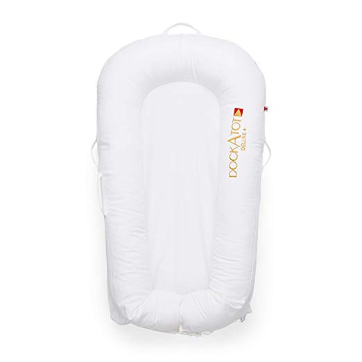 DockATot Deluxe+ Dock (Pristine White) - The All in One Baby Lounger - Perfect for Co Sleeping - Suitable from 0-8 Months (Pristine White)