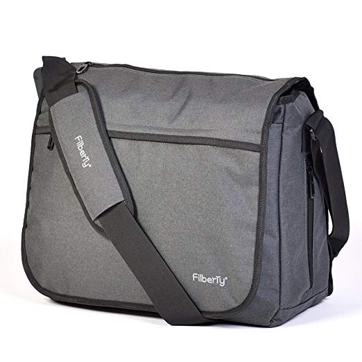 Filberry Messenger DIAPER BAG for DADS & MOMS to share baby care! - Top zipper for easy access - Large - Grey/Black – MEN love it!