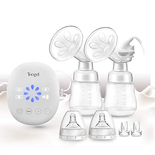 Electric Breast Pump Double/Single Automatic Portable Breastfeeding Breast Pump w/Touch Screen 8Levels Milk Pump Kit for Travel, Work, USB Rechargerable 