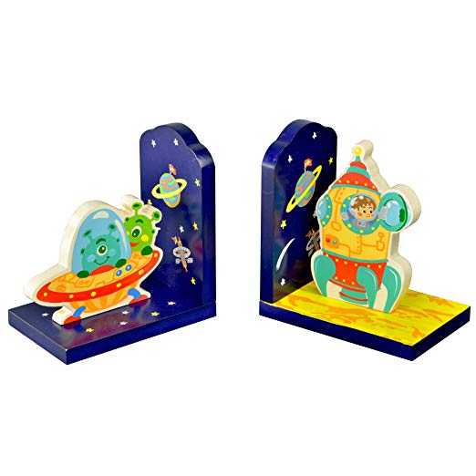 Fantasy Fields Outer Space Hand Crafted Kids Bookends - Set of 2