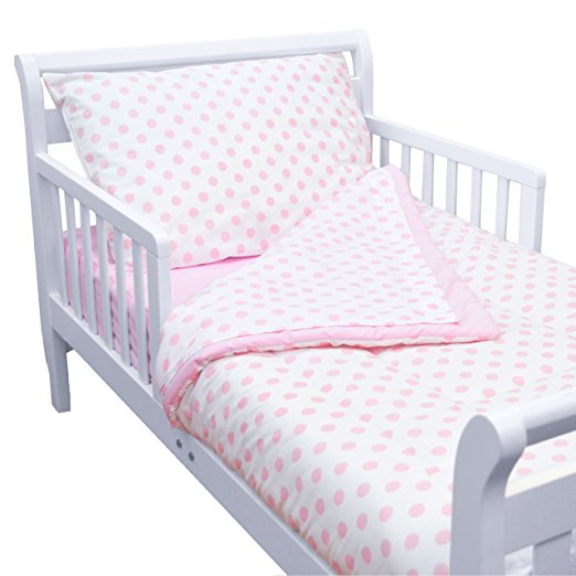 TL Care 100% Cotton Percale Toddler Bed Set, Pink
