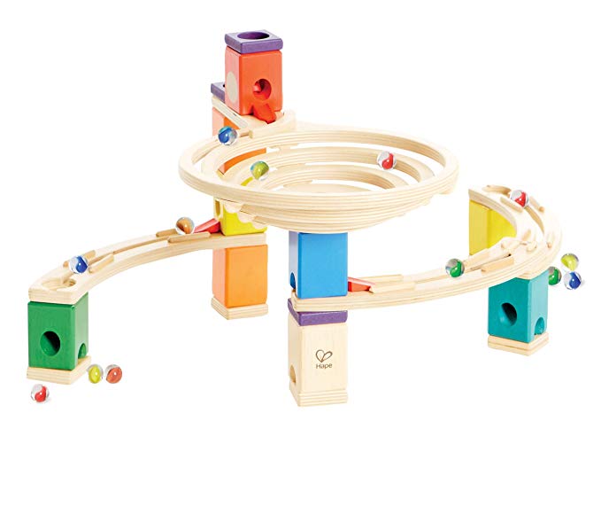 Quadrilla Wooden Marble Run Construction - The Roundabout - Quality Time Playing Together Wooden Safe Play - Smart Play for Smart Families