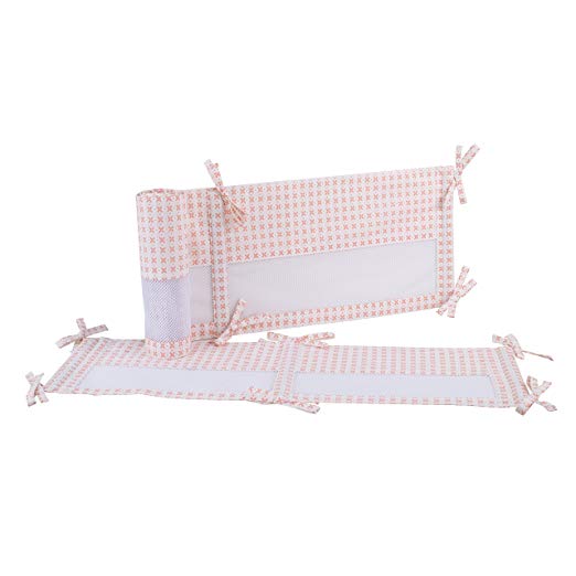 Carter's Woodland Meadow Geo Print 4 Piece Secure-Me Crib Liner, Peach/White