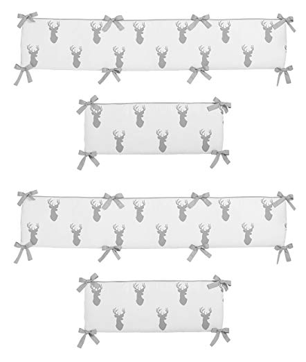 Sweet Jojo Designs Crib Bumper Pad for Grey and White Woodland Deer Collection Baby Boy Bedding