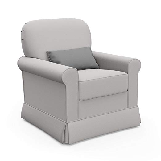 Storkcraft Avalon Upholstered Swivel Glider, London Fog, Cleanable Upholstered Comfort Rocking Nursery Swivel Chair