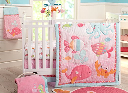 Carter's Sea Collection 4 Piece Crib Set, Pink/Blue/Turquoise