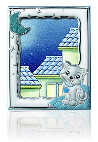 Silver Touch USA Sterling Silver Picture Kitty Frame, Blue, 5