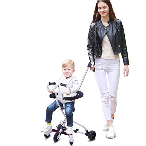 Lightweight Baby Stroller Portable Stroller with Brake and Safety System for Toddler 2-8 Years Old (White)