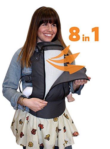 Beco 8 Baby Carrier - Dark Grey Cool - All Seasons Ergonomic Baby Carrier Comes Complete with Infant Insert, Removable Lumbar Support, 360° of Comfort for Parent and Child