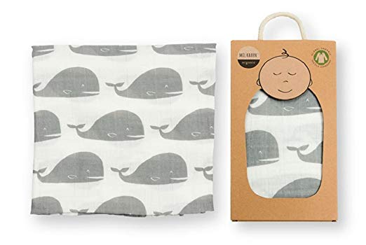 Milkbarn Baby Organic Muslin Swaddle Blanket - Grey Whale