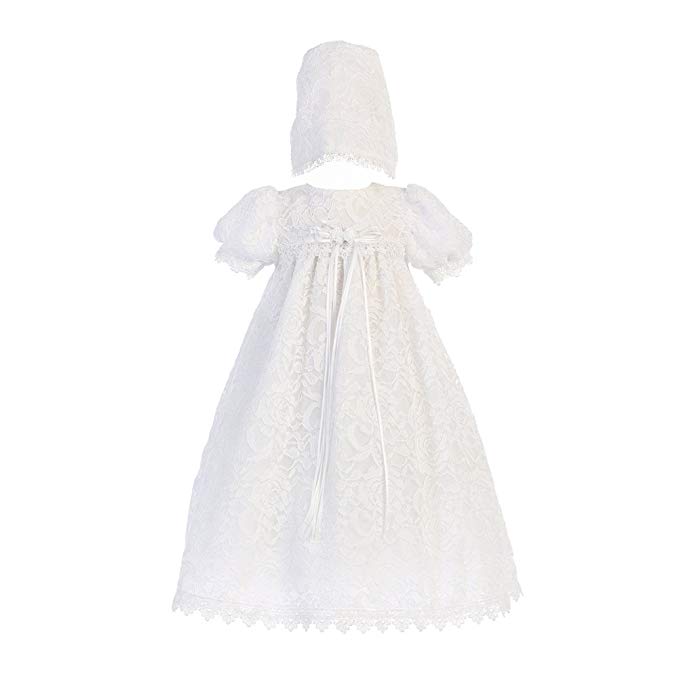 Girls Lace Overall Christening Baptism Dress