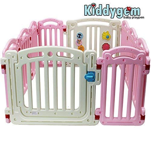 Kiddygem 10 Panel M7 Extra Tall Baby Playpen, Pink
