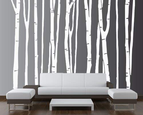 Innovative Stencils Large Wall Birch Tree Decal Forest Kids Vinyl Sticker Removable (9 Trees) 108