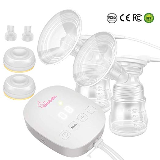 Electric Breast Pump, Portable Breastfeeding Pump with Strong Suction Breast Massage Ultra-Quiet Memory Function BPA Free and Hospital Grade, Double