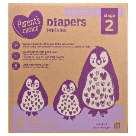 Parent's Choice Ultra Absorbent Diapers, Size 2, 368 Diapers (Mega Box)