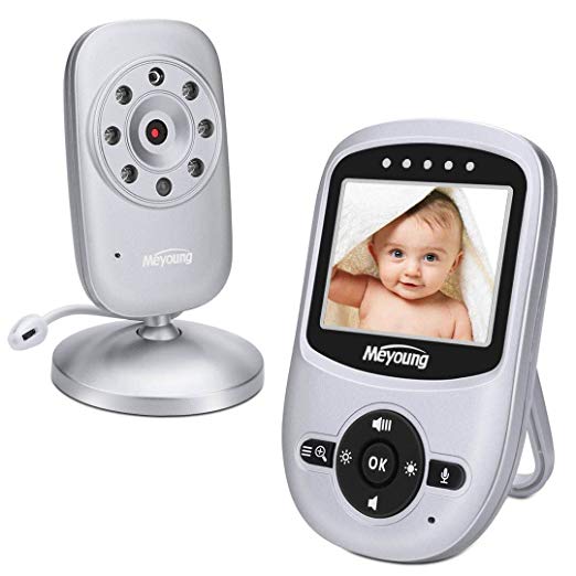 Meyoung Video Baby Monitor with Camera and Audio, Infrared Night Vision, Two Way Talk Back, ECO Power-Saving, Temperature Monitoring, Lullabies, Long Range and Long Battery Life