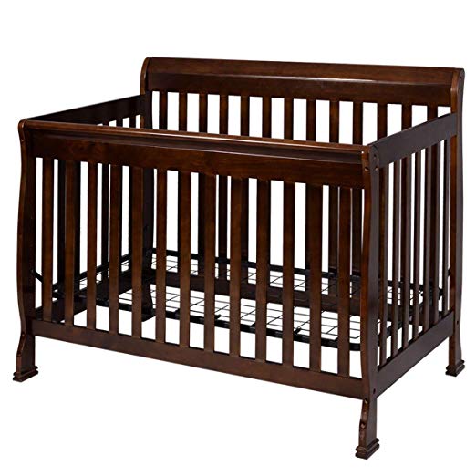 Costzon Baby Convertible Crib, Solid Wood Construction Toddler Nursery Bed (Dark Chocolate)