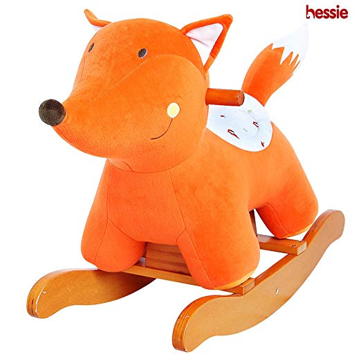 Hessie Modern Plush Rocking Horse with Soft Cute Stuffed Animal, Indoor Ride On Toys Rockers for Toddlers Kids Little Boys & Girls (6-36 Months) - Padded Orange Fox
