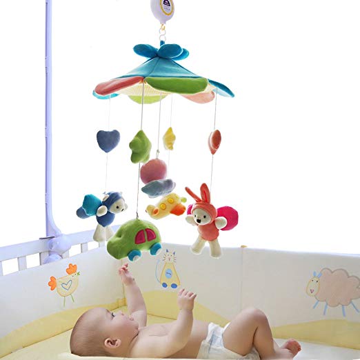 SHILOH Baby Crib Decoration Newborn Gift 60 tunes Plush Musical Mobile (Blue Sky)