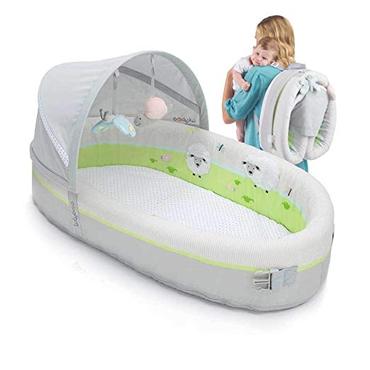 Lulyboo Bassinet to-Go Premium Newborn Infant Baby Portable Play Mat & Travel Bed (Lamb)