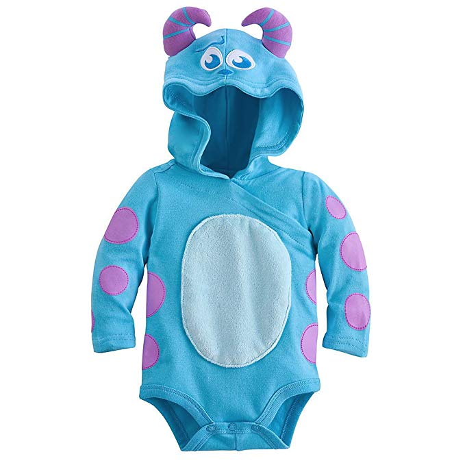 Disney Sulley Monsters Inc. Baby Halloween Costume Bodysuit Hooded Size 3-6 Months