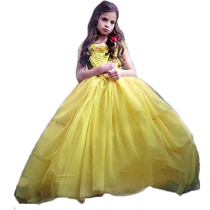 HotDresses Belle Princess Costume Halloween Party Fancy Dresses Ball Gown Costume for Little Girl