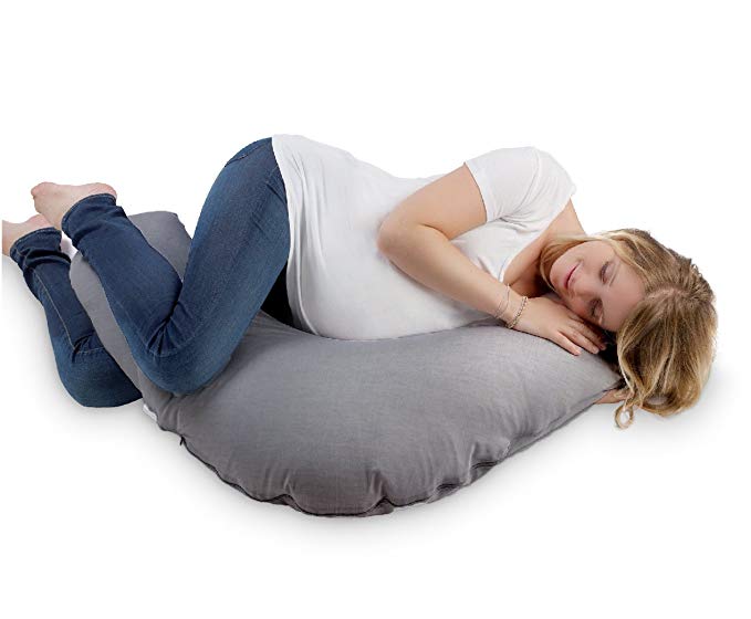 Beaba Big Flopsy – Exclusive Luxury Maternity Nursing Pillow made 100% French Fabrics – Machine Washable, Grey/Charcoal