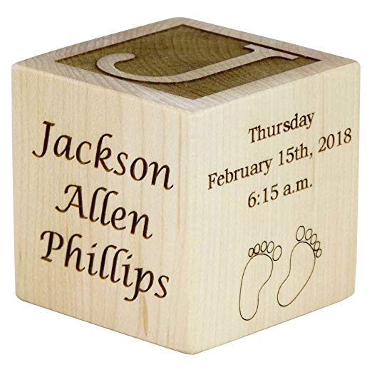 Personalized Wood Baby Birth Block, New Baby Gifts, Baby Boy, Baby Girl, Newborn Gifts (3