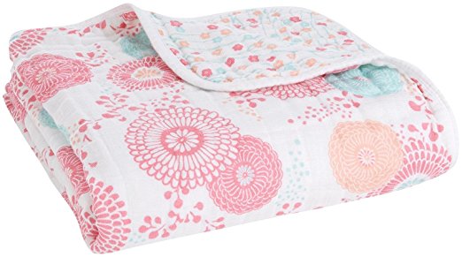 aden + anais Tea Collection Dream Blanket, 100% Cotton Muslin, 4 Layer lightweight and breathable, Large 47 X 47 inch, Global Garden