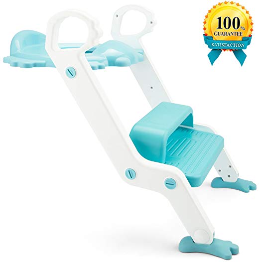 Potty Training Seat, with Step Stool Ladder for Kids and Baby, Non-Slip Kids Toilet Training Seat, Toddlers Potty Ring for Round and Oval Toilets
