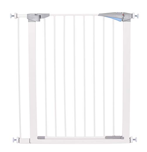 Internet's Best Safety Pet Gate with Door | Fits Spaces 31 to 37.5 Inch | Tall | Metal Walk Through Safety Gate | Double Locking Swing Door | White