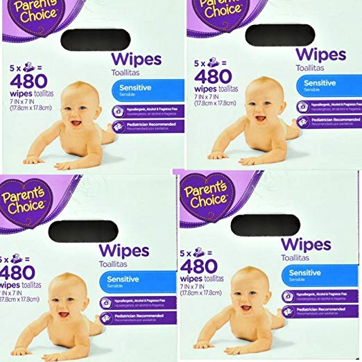 Parent's Choice Sensitive Wipes, 480 sheets (Pack of 4)