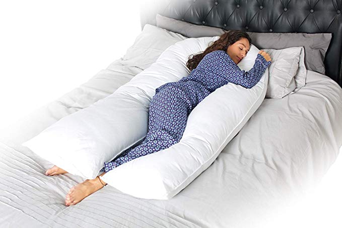 DreamlandS Full Body U Shaped Pregnancy Pillow & Maternity Pillow with Replaceable and Washable Cover (White)
