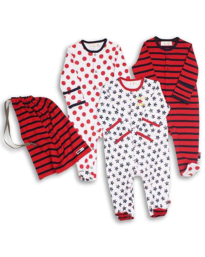 The Essential One Baby Pack Of 3 Footie Sleeper / Coveralls