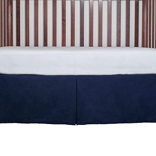 Tailored Crib Bed Skirt Dust Ruffle 15 inches long Color: Navy Blue